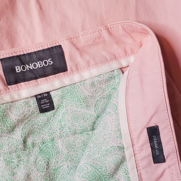 Bonobos Men's Size 34X34 Chino Pant Straight Leg Pink - Picture 7 of 7